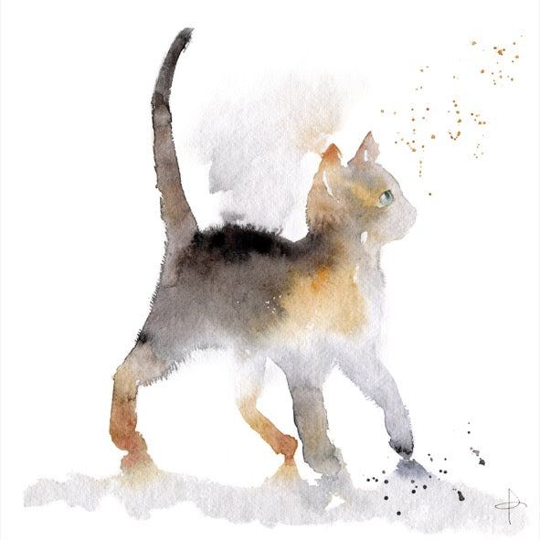 7 Watercolour Cards Paintings "Meow!"