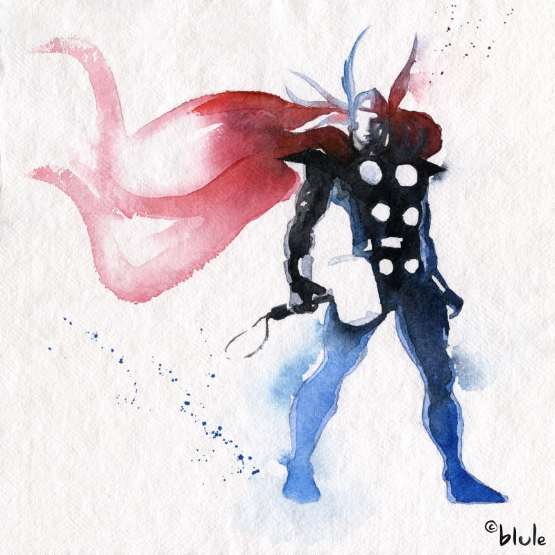 7 Watercolour Cards Paintings "Super Power"