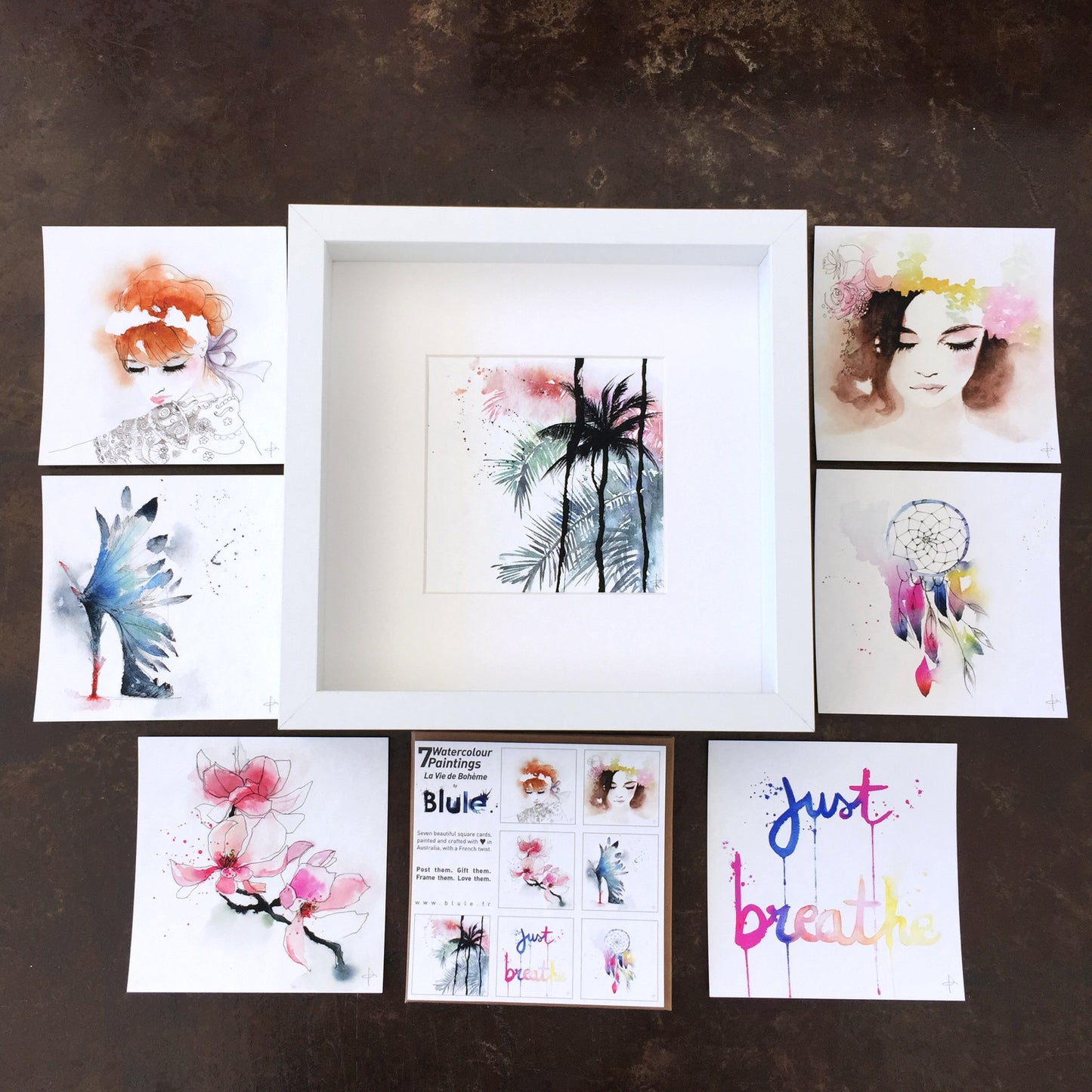 7 Watercolour Cards Paintings "La Vie de Bohème"