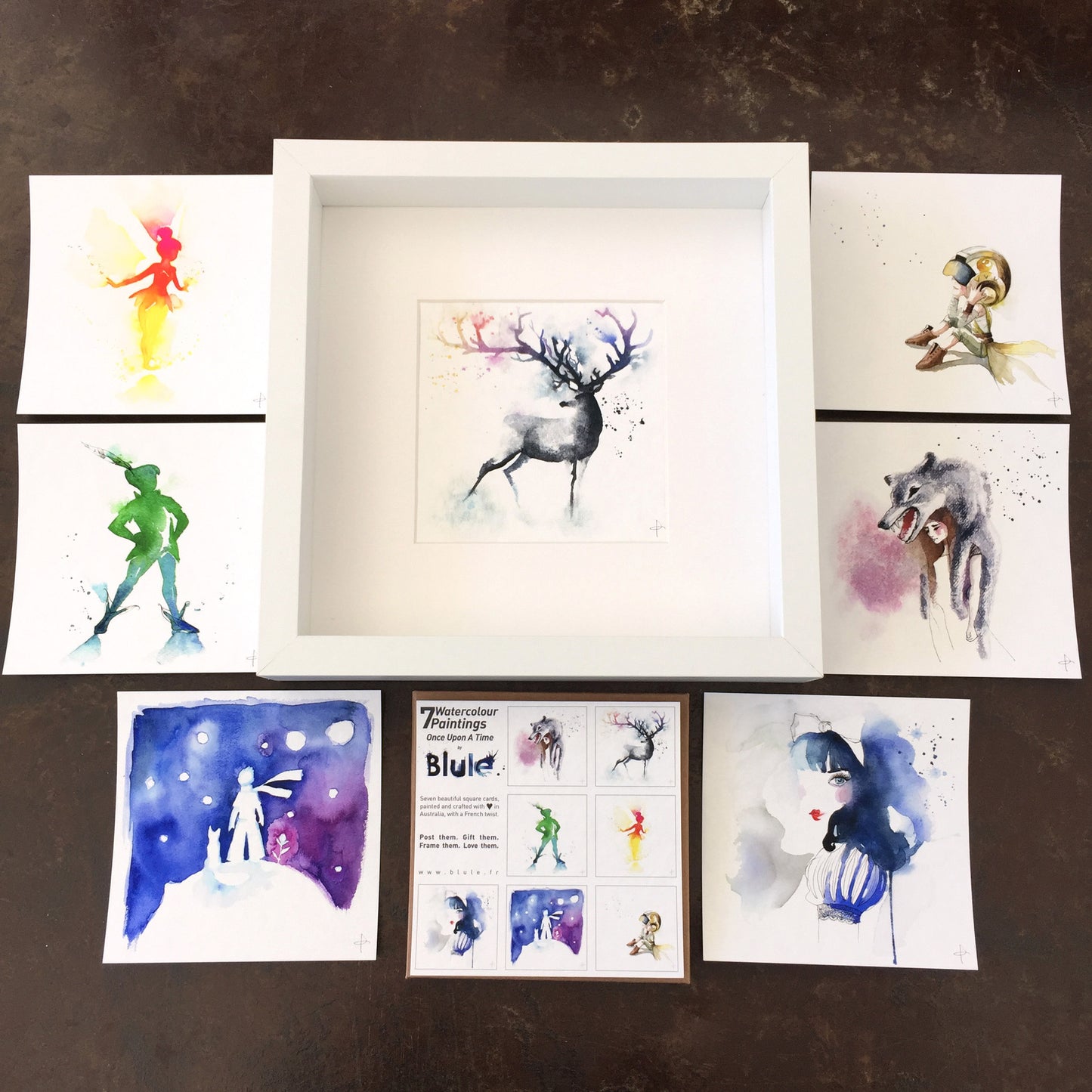 7 Watercolour Cards Paintings "Once Upon A Time"