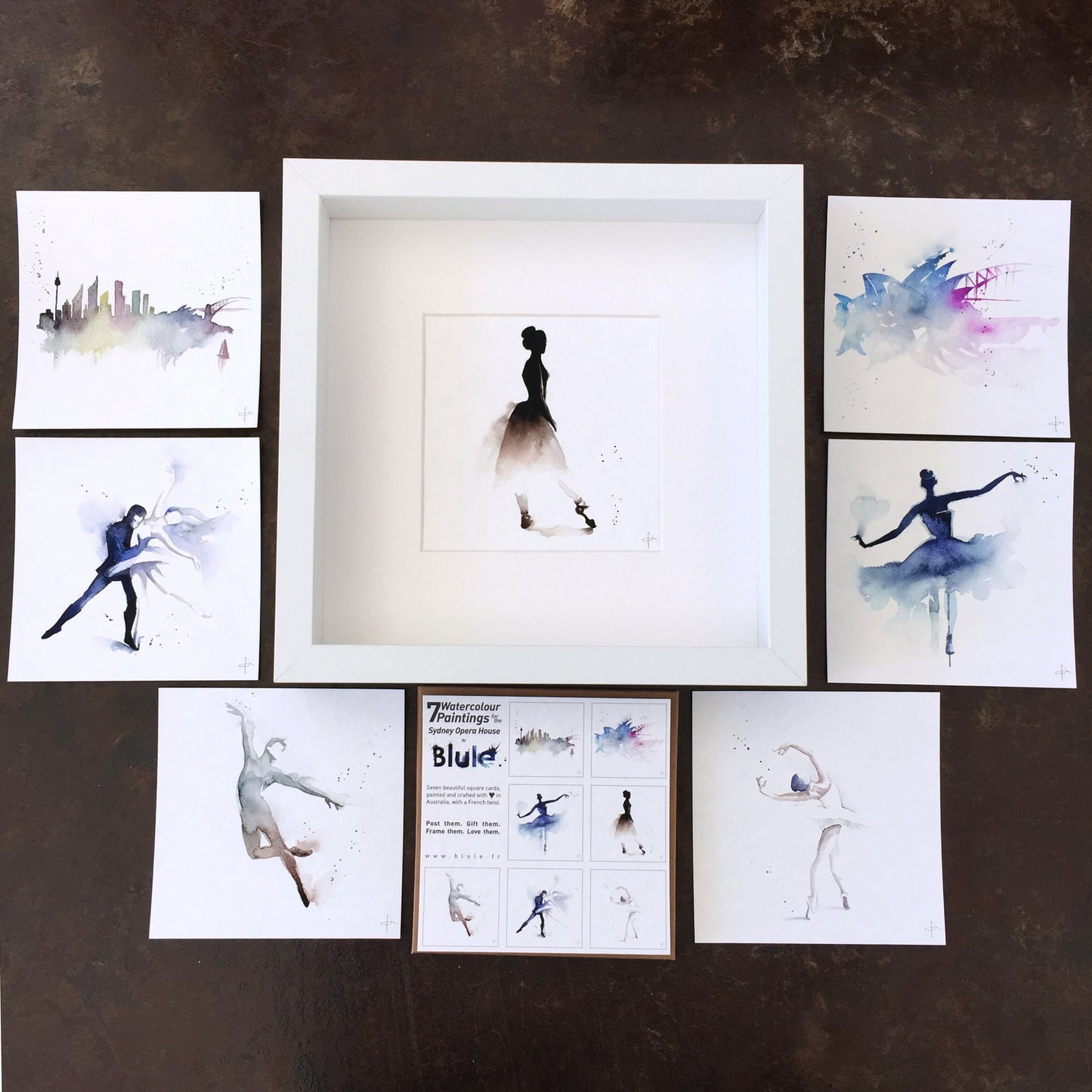 7 Watercolour Cards Paintings "Sydney Opera House"