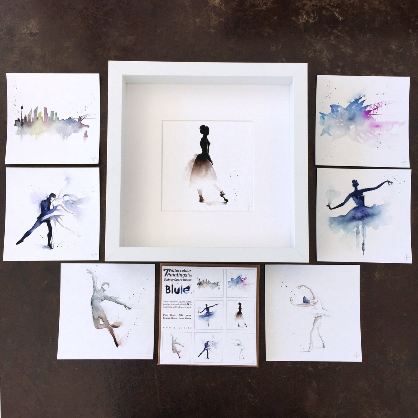 7 Watercolour Cards Paintings "Sydney Opera House"