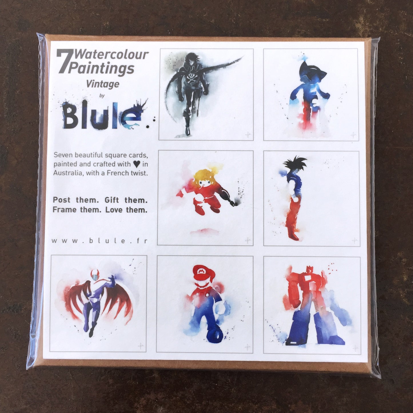 7 Watercolour Cards Paintings "Vintage"