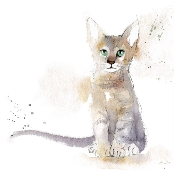 7 Watercolour Cards Paintings "Meow!"